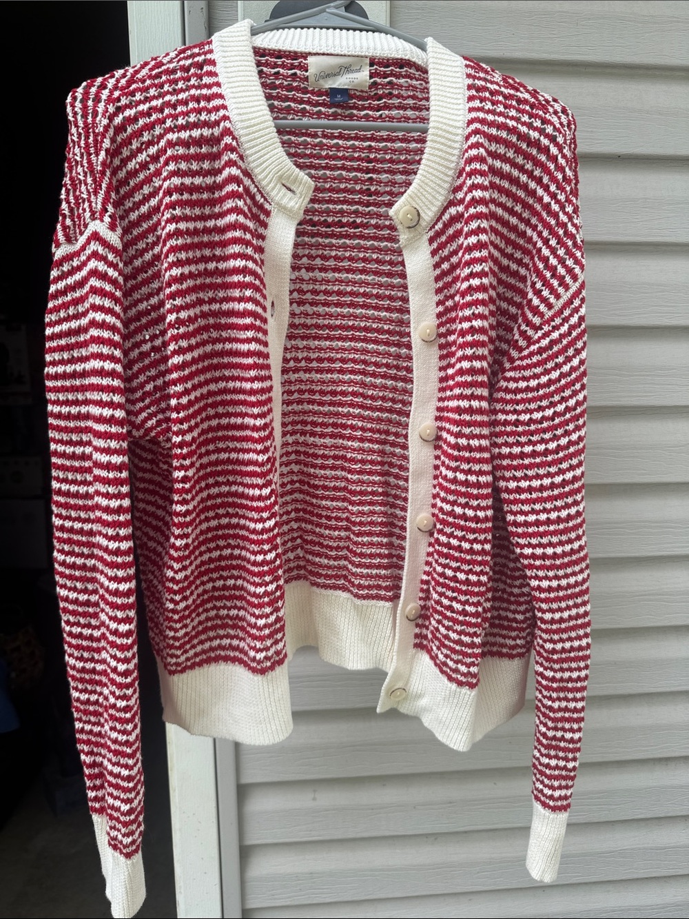 Universal Thread Red & Cream Striped Knit Cardigan